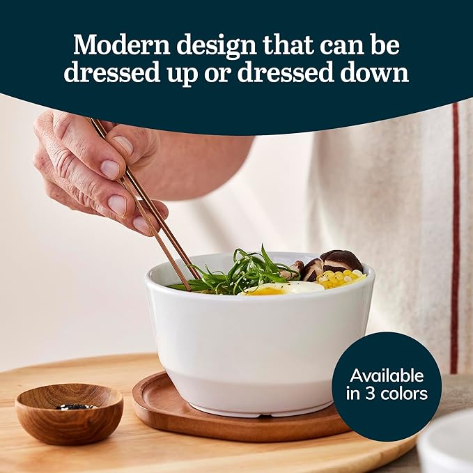Libbey Austin 28 ounce Porcelain Soup Salad Bowl, Set of 4, Basalt Blue
