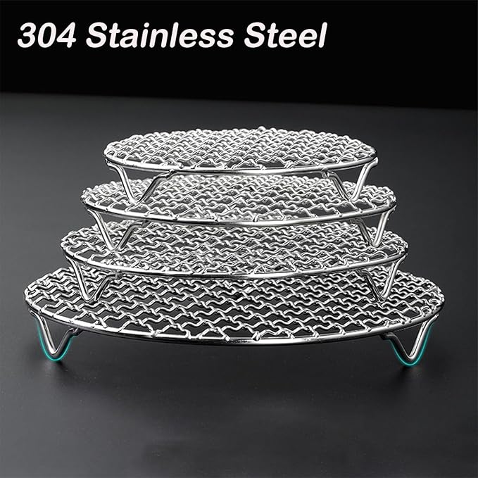 Comicfs Round Cooking Rack Dia 9.8" for Airfryer/Oven/Sheet Pan - Multi-Purpose Cooling/Barbecue Wire Baking Rack With Legs - Stainless Steel/Carbon Net Grill/Pan Grate (25cm/9.8")