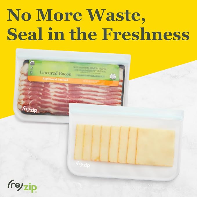 (re) zip 4 Gallon & 4 Half-Gallon Bags for Maximum Freshness | 8-Pack Food Storage Bag Kit | BPA-Free, Leakproof, Airtight, and Freezer-Safe PEVA | Ideal for Marinating and BBQ Prep