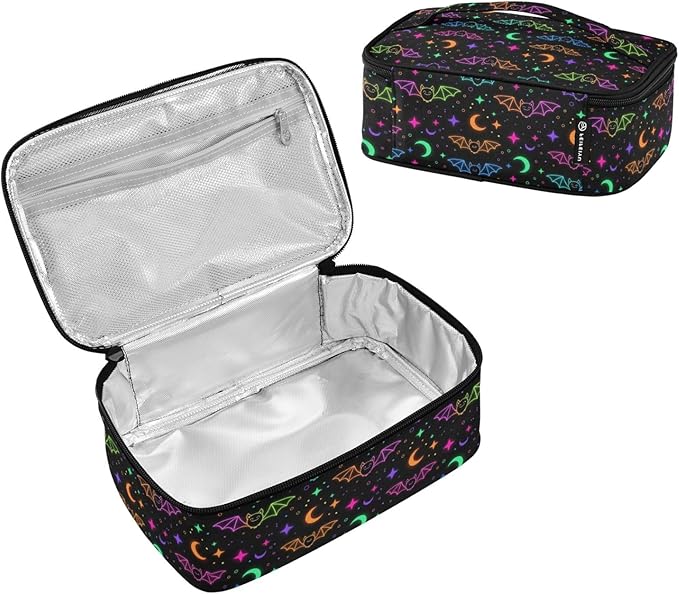 MNSRUU Insulated Reusable Lunch Box Halloween Luminous Bats Lunch Bag Leakproof Lunch Tote Bags for Women/Men, Lunch Containers Cooler Lunch Bags for Adults Work Office Picnic