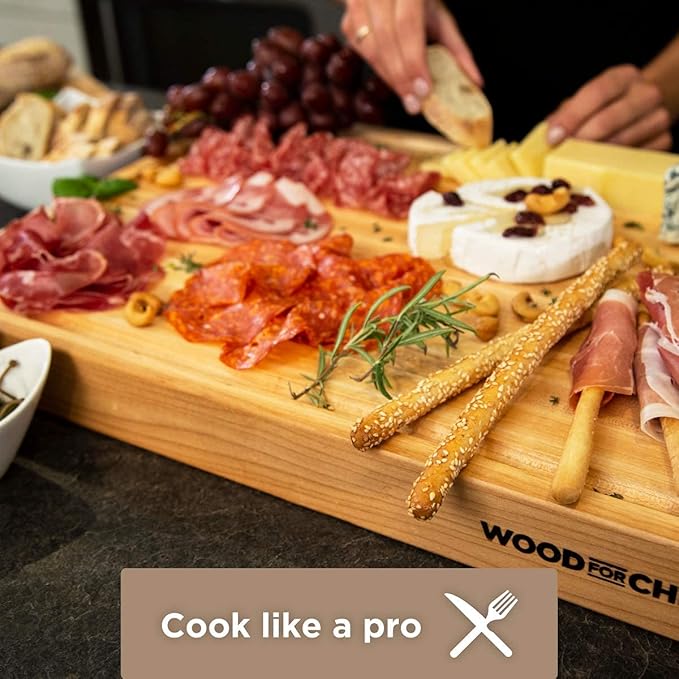 Large Wood Cutting Board from North American Maple - A Butcher Block That Comes with Juice Groove for Cutting Meat and Juicy Veggies Easily- Maple Chopping Board - 20x16x1.5 inches