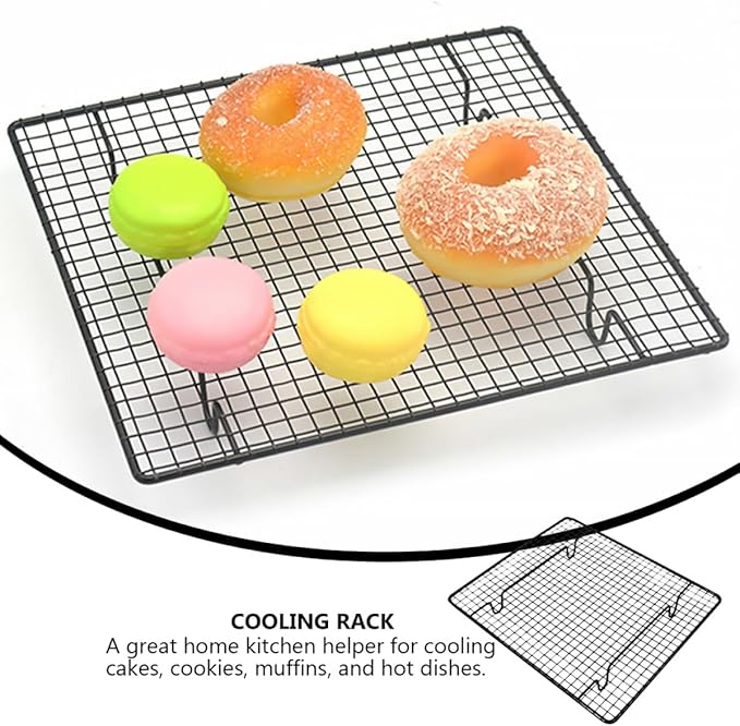 Veemoon Black Nonstick Stainless Steel Cooling Rack Pastry Rack Baking Supply for Cake Bread Muffins, Oven Safe Kitchen Tool for Baking and Cooling