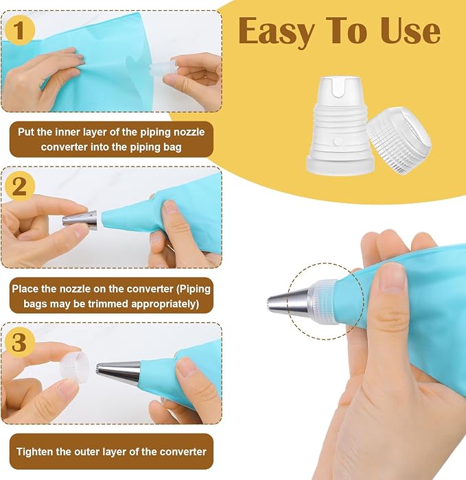 20Pcs Piping Bag Couplers, Transparent Plastic Pipe Tip Coupler for Icing Nozzles, Reusable Small Piping-Tip Holder Cake Decorating Supplies