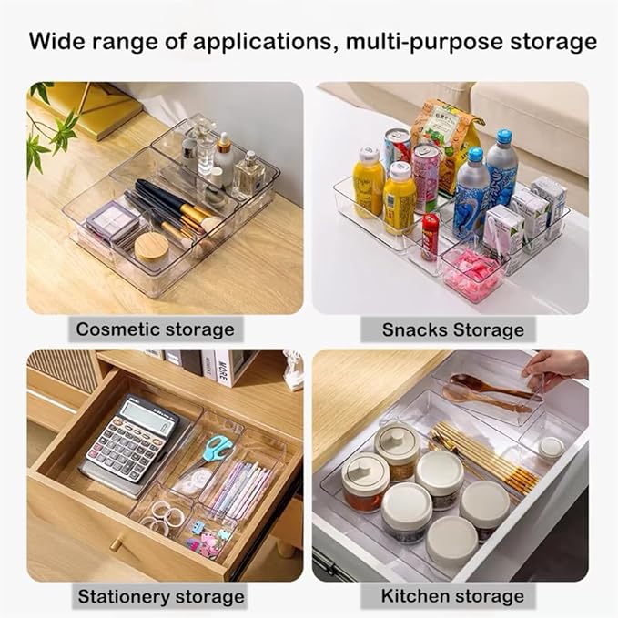 25 Pack Fridge Storage Containers, Plastic Office Organization Clear Food Storage Boxes Snack Organiser Refrigerator Storage Bins Set for Kitchen Bathroom Pantry Cabinet