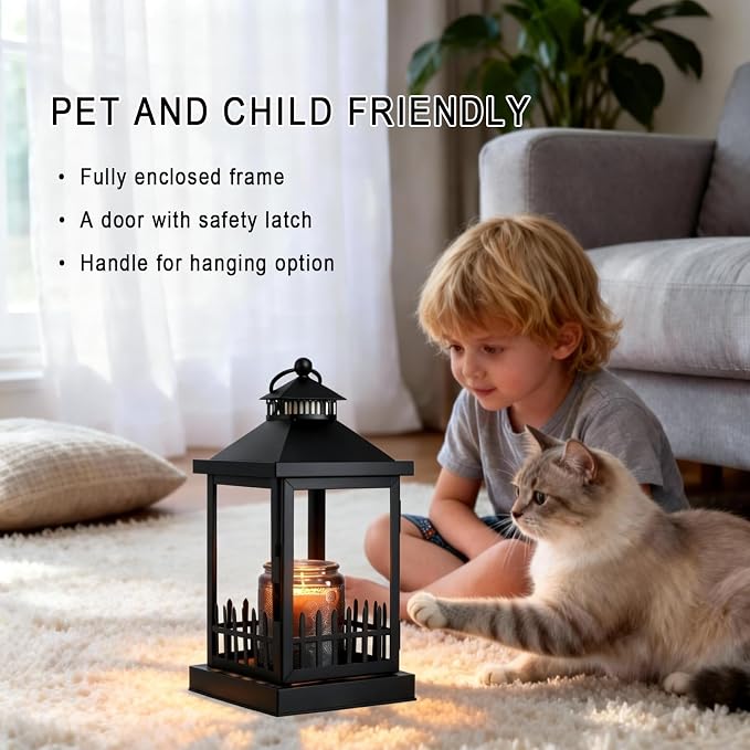 2026 New Candle Warmer Lamp with Timer,Imitating Fence Design Candle Warmer Lamp Dimmable Farmhouse Candle Lamp Warmer,Lantern Candle Warmer Lamps and Hanging Up Designed