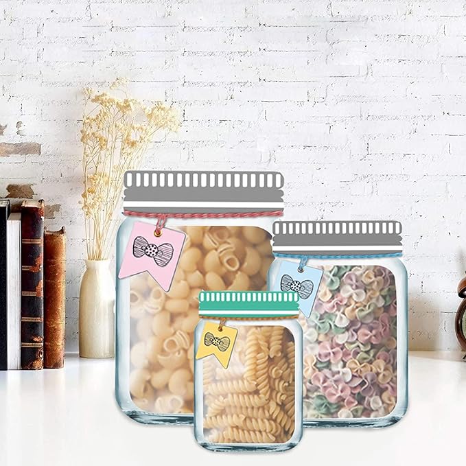 45Pcs Mason Jar Zipper Bags Resuable Snack Bags Portable Food Storage Snack Zipper Bags for Kitchen Travel Camping Picnic Organizer (15S 15M 15L)