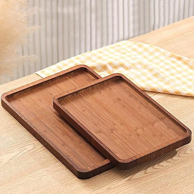 XZHXFX Bamboo Serving Tray,Food Tray for Breakfast,Coffee Table,Dinner & Bar, Decorative Tray for Kitchen, Bedroom (Large)