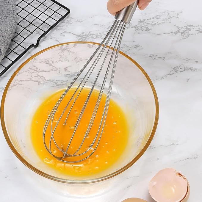 10-Inch Balloon Whisk (16 Pack), Classic Manual Kitchen Egg Beater, Handheld Stainless Steel Whisk for Cooking, Blending, Whisking, Beating and Stirring