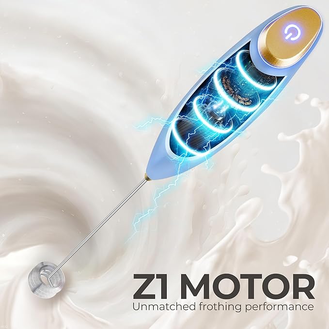Zulay Kitchen Powerful Milk Frother Wand With Duracell Batteries - Ultra Fast Handheld Drink Mixer - Electric Whisk Foam Maker for Coffee, Lattes, Cappuccino & Matcha - Triple Whisk - Noble Lavender