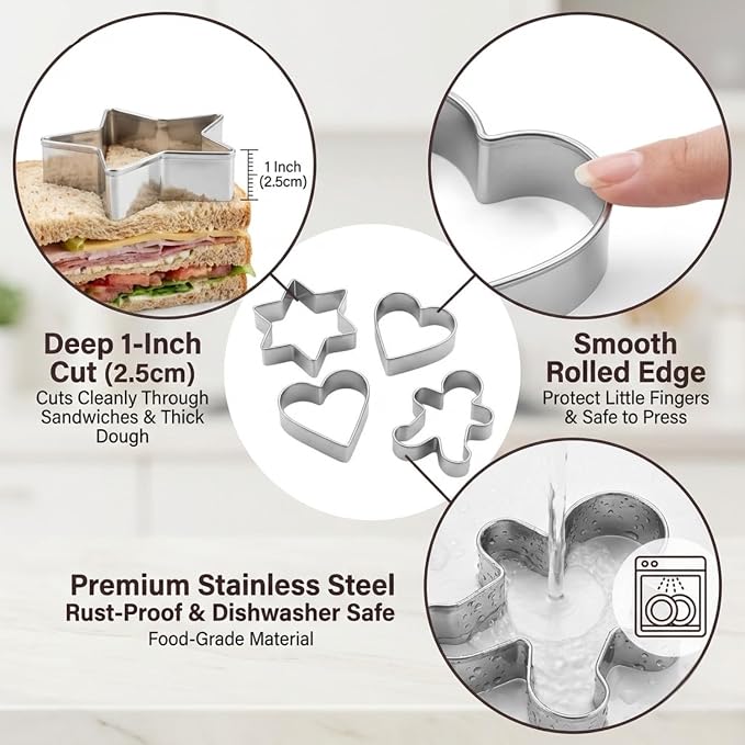 Geometric Plaque Cookie Cutter Set-6 Piece-4.0 Inch-Diswasher Safe-Frame Cookie Cutter Shape for Baking