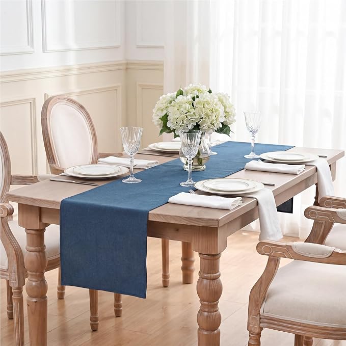 Artoid Mode Navy Blue Table Runner, Seasonal Summer Fall Washable Kitchen Dining Table Decoration for Home Party Decor 13x90 Inch