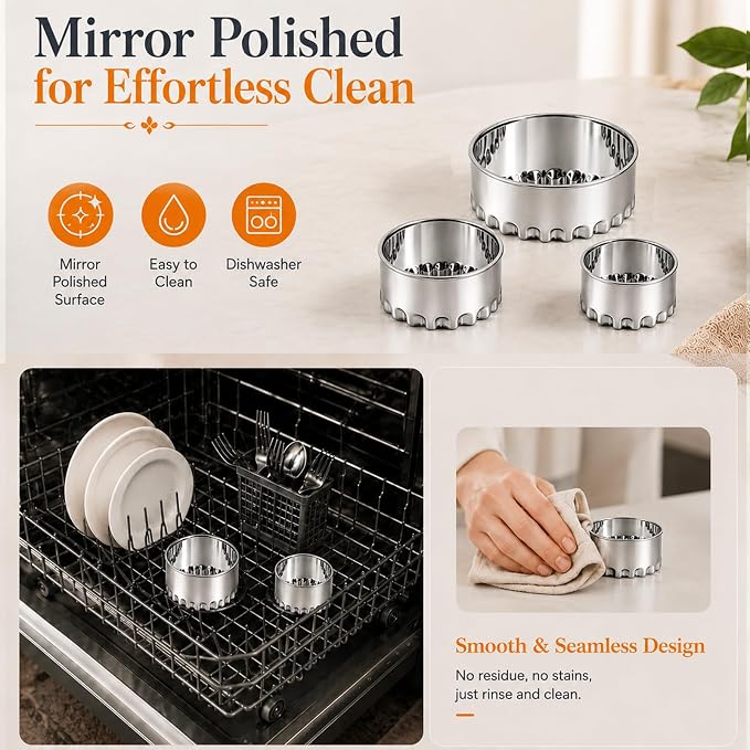Biscuit Cutters, Round Cookie Cutters/Stainless Steel Dumpling Cutters/Cake Pastry Cutters/Scone Cutters Molds stamps for Cooking Baking (3Pcs, Fluted Edge)