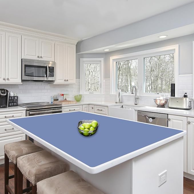 Silicone Mats for Kitchen Counter, 48"x32"(120cmx80cm) Large Heat Resistant Mat Kitchen Island Waterproof Countertop Protector Mat Nons-slip Extra Large Counter Mat, Lake Blue