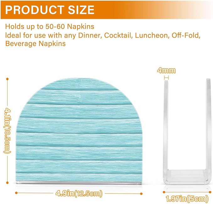 Retro Teal Light Blue Napkin Holder for Tables Paper Cocktail Napkin Holders for Kitchen and Dinning, Acrylic Dinner Napkin Dispenser for Restaurant Home Decor Bar Accessories 1 Pack