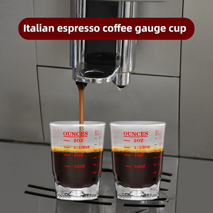 4Pcs 2 OZ 4 Features Shot Glasses Measuring cup Liquid Heavy Glass Wine Glass Espresso Shot -Incremental Measurement Heavy 60ML (4, red)