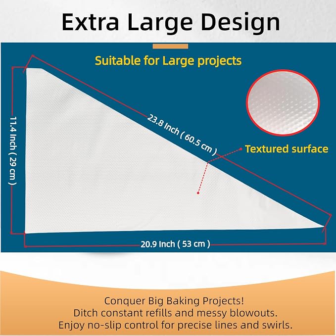 XXL 24 Inch Disposable Piping Bags 100 Pack - Extra Large Pastry Bag, Thick Anti-Burst, Food Grade HDPE,Knot to Seal, Non-slip Grip,For Icing Frosting Decorating Cake Cupcake Cookie