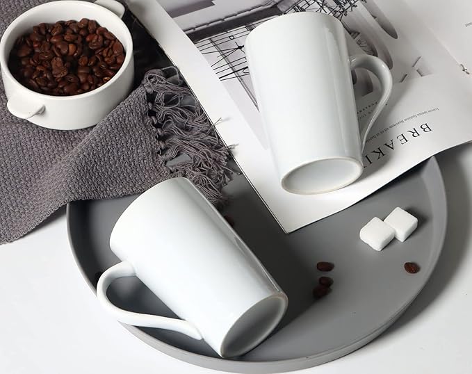 12 oz Coffee Mugs for Office Home, M099 Novelty Marble Ceramic Cup for Men Women, Set of 4, White
