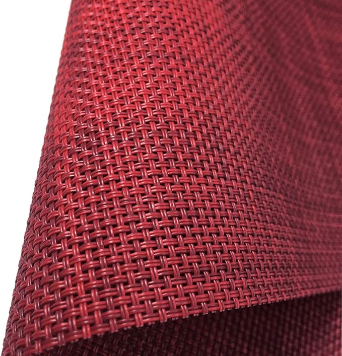WAZAIGUR Placemats,Easy to Clean Crisscross Woven Vinyl Place Mats Durable Non-Slip Heat Resistant Table Mats,Placemats for Kitchen Table Set of 6,Red