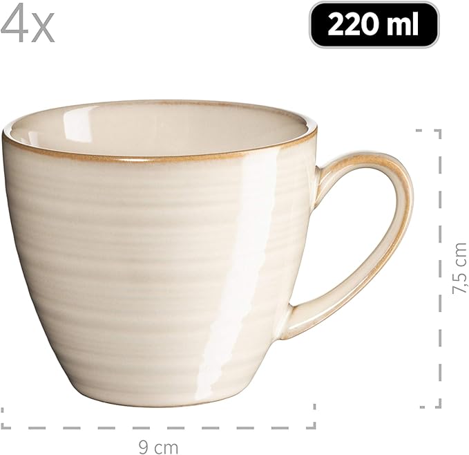 MÄSER Nottingham Ceramic Coffee Mugs Set of 4