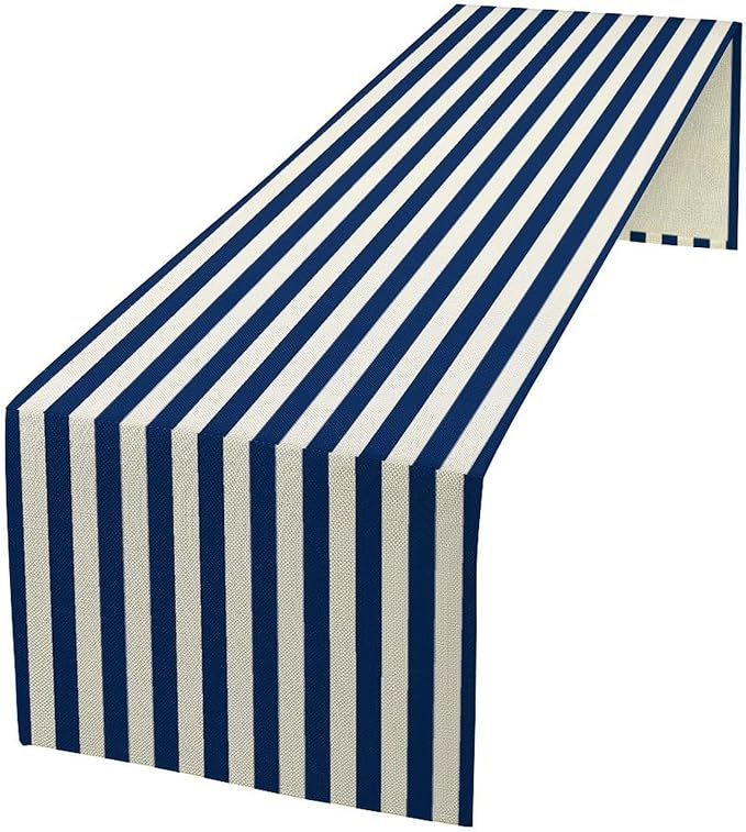 Striped Table Runner,Vintage Navy Blue Abstract Striped Table Runner for Kids Boys Home Decor Kitchen Restaurant Party Potluck 13x60 Inch