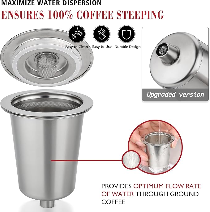 Reusable Stainless Steel Filter Cup for Cuisinart, Compatible with Cuisinart #SS-RFC HomeBarista Reusable Filter Cup, Upgraded Version (1 Pack)