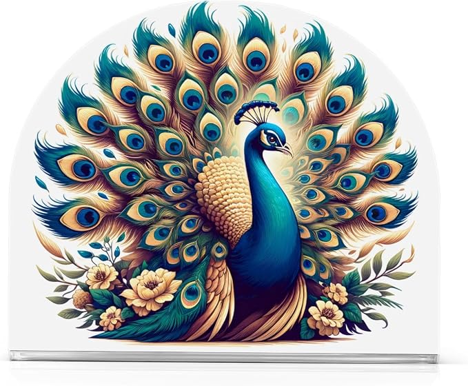 A Beautiful Peacock Napkin Holder for Tables Paper Cocktail Napkin Holders for Kitchen and Dinning, Acrylic Dinner Napkin Dispenser for Restaurant Home Decor Bar Accessories 2 Pack