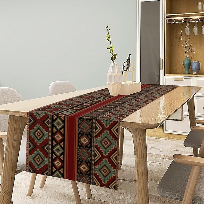 Aztec Table Runners,Southwestern Native American Abstract Tribal Navajo Print Table Cloth for Kitchen Dining Table Decoration for Home Party Decor 13x120 Inch