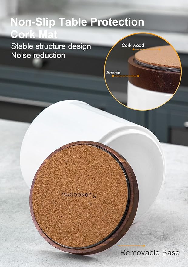 Nucookery Utensil Holder with Spoon Rest, 360° Rotating Ceramic Utensil Holder, 7.2" Kitchen Utensil Crock with Spoon Holder, Kitchen Countertop Organizer, Spoon Rest for Spatulas, Cooking Utensils