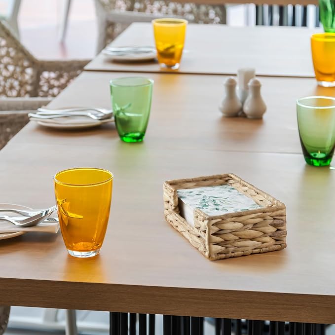 Napkin Holder for Bathroom, Woven Wicker Water Hyacinth Guest Towel Holder Tray, Disposable Paper Hand Towel Holder for Bathroom Accessories, Dinner Napkin Holder for Kitchen Table Party