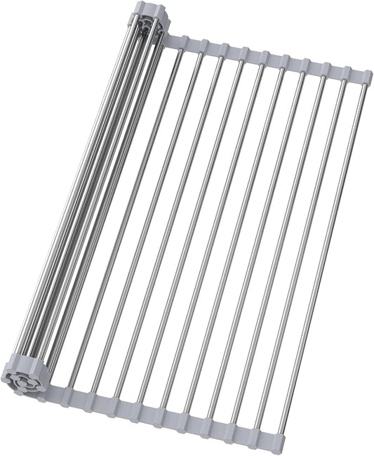 Dish Drying Rack Over The Sink with Roll Up for Kitchen,16.9''x15.7'',Gray
