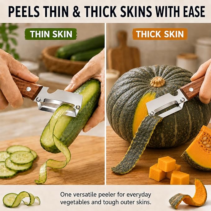2026 Upgrade Multifunctional Stainless Steel Vegetable Peeler – Kitchen Gadget for Peeling Potato, Carrot, Pumpkin, and Fruit (2pcs)