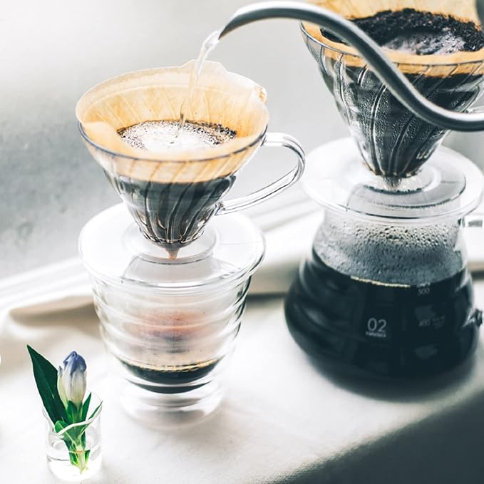 Hario V60 Plastic Coffee Dripper, 02, Clear (Pack of 2)