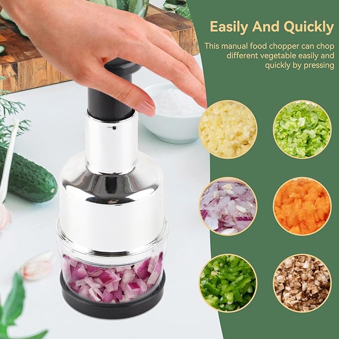 Chopper, Hand Food Chopper,Manual Hand Vegetable Dicer Onion Chopper Vegetable Slicer Garlic Mincer Handheld Food Chopper Versatile Food Dicer for Veggies