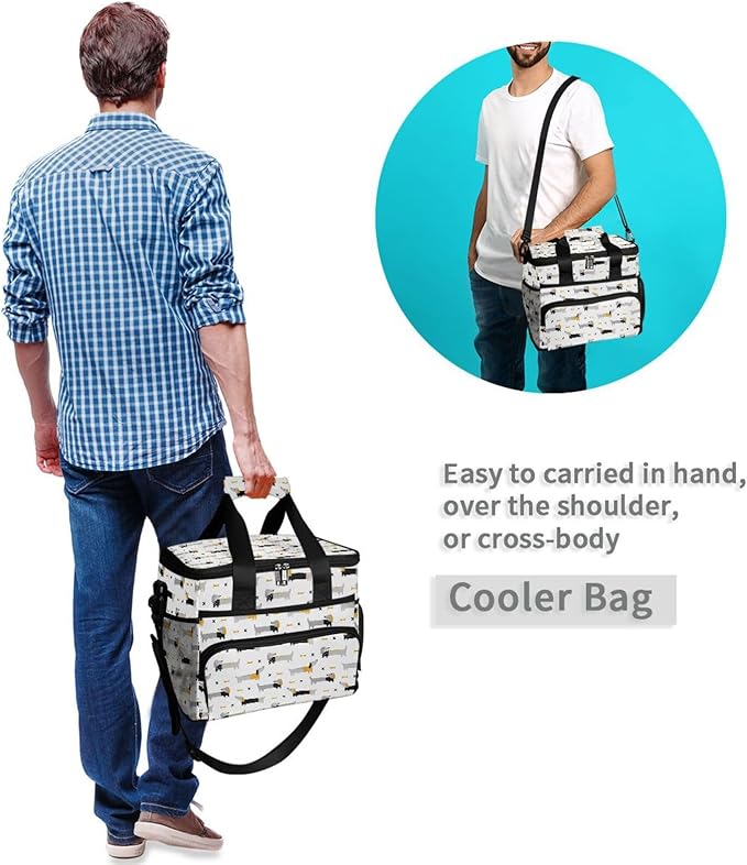 Cute Dogs Dachshunds Lunch Bag for Women Men 15L Insulated Lunch Box Large Leakproof Cooler Bag with Adjustable Shoulder Strap for Adult Work Picnic
