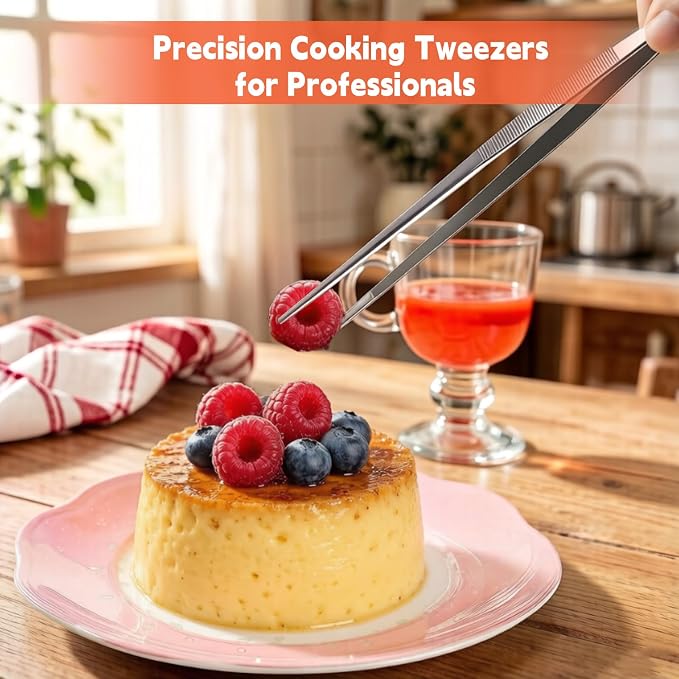 3PCS Kitchen Tweezers Set, 12 Inch Stainless Steel Cooking Tongs