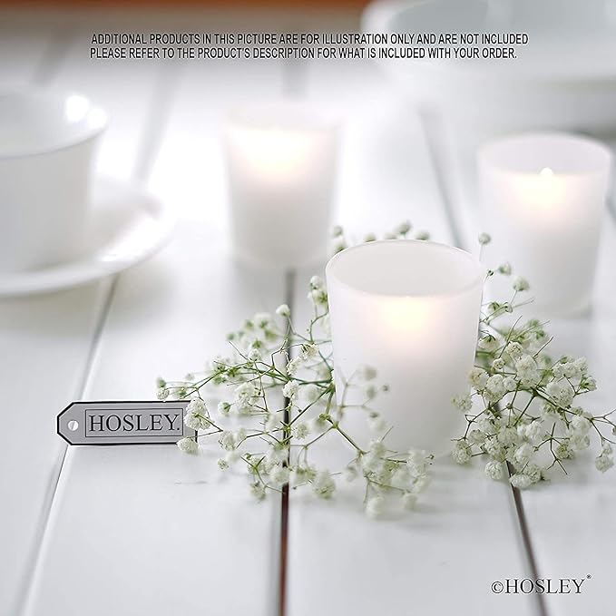 Hosley's Set of 12 Frosted White Glass Votive/Tea Light Holder. Ideal for Use with Tea Lights for Weddings, Parties, Aromatherapy, Votive Candle Gardens. Bulk Buy