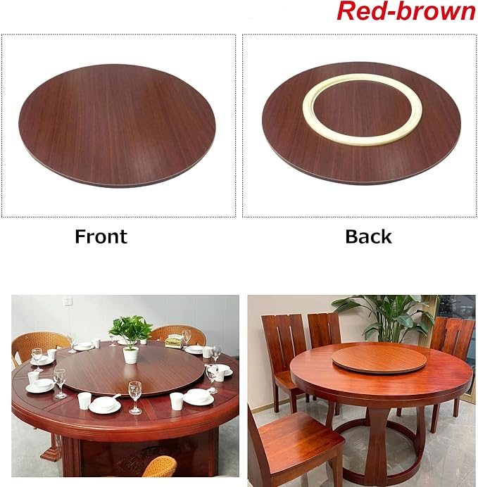 Round Rotating Serving Tray 6 Colors Wooden Large Lazy Susan Turntable, Ø20in-39inch, Stable, Silent, And Very Easy To Rotate, 360° Swivel Serving Plate For Kitchen Dining Table (Color : Red-brown,
