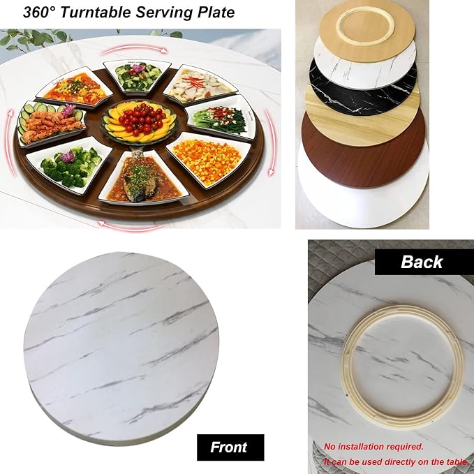 Round Wooden Serving Plate 360° Rotating Turntable - For Kitchen Dining Table Swivel Serving Trays, Round Lazy Susan Turntable Ø20inch-39inch, One-piece, Stable Rotation (Color : Wood, Size : Ø70cm(
