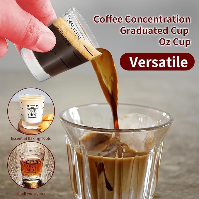 4Pcs 1.5 oz Shot Glasses Measuring cup Liquid Heavy Glass Wine Glass Espresso Cocktail Accessories, Reusable Measuring shot 45ml black scale (4)