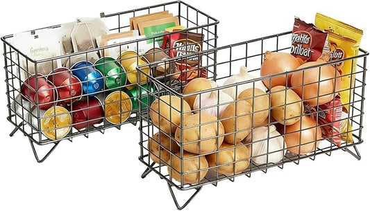 TOPZEA 2 Pack Coffee Pod Holder, Metal Large Capacity K Cups Containers, Espresso Pods Coffee Capsule Organizer Compact Wire Storage Baskets for Kitchen Counter, Pantry, Bar Station Accessories