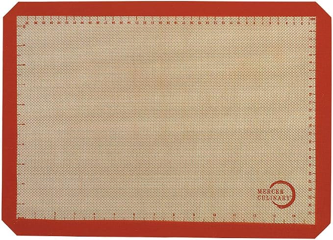 Mercer Culinary Silicone Bake Mat, Half Size, 11 7/8-Inch by 16 1/2-Inch, Orange border