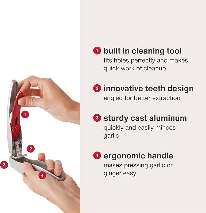 ZYLISS Susi 3 Garlic Press "No Need To Peel" - Built in Cleaner - Crusher, Mincer and Peeler, Cast Aluminum