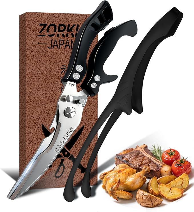 Kitchen Scissors Poultry Shears Heavy Duty Black, Dishwasher Safe Japan Kitchen Shear for Food Chicken Scissor, Fish, Meat Cutting Scissors Cooking Shears Gifts for Men Women