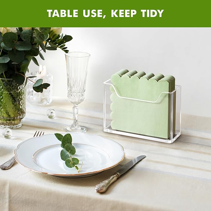 Kordory Acrylic Cocktail Napkin Holder for Table, for 5 x 5 Inches Napkin, Modern Vertical Napkin Holder for Kitchen, Clear Waterproof Napkins Holders for Dinner, Home, Bar