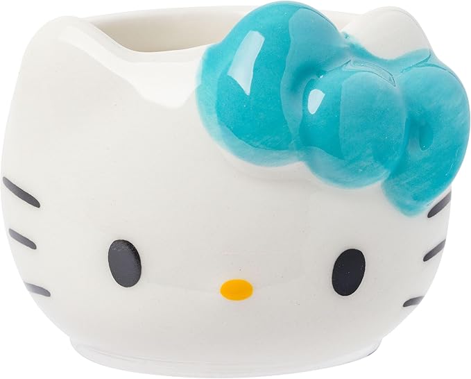 Silver Buffalo Sanrio Hello Kitty Different Color Bows 4 Pack Ceramic 3D Sculpted Mini Cup Set, Perfect as a Sugar, Cream, or Milk Set, 3.5 Ounces