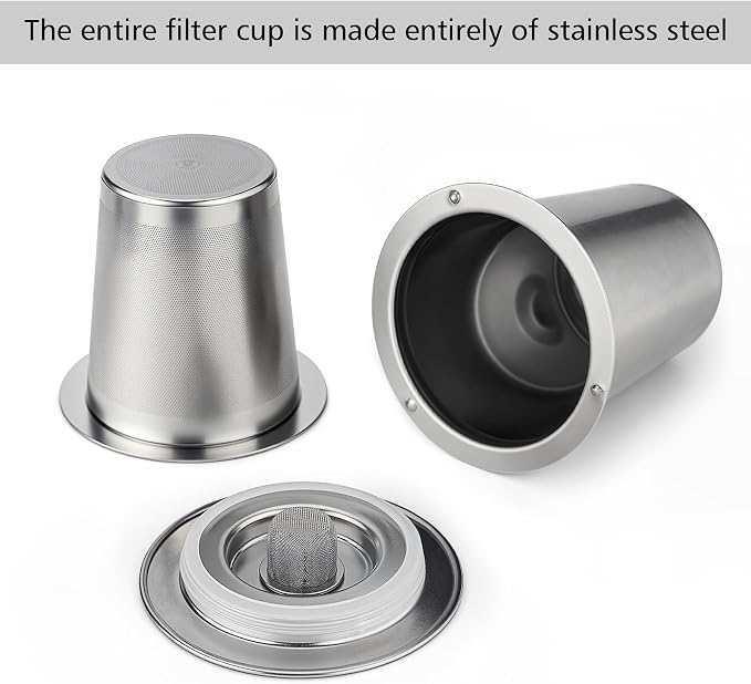 Reusable Stainless Steel Filter Cup for Cuisinart, Compatible with Cuisinart #SS-RFC HomeBarista Reusable Filter Cup, Upgraded Version (2 Pack)