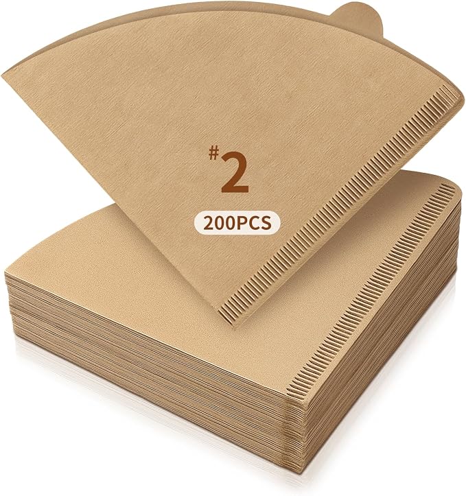 200 Count Cone Coffee Filters #2, 2 Coffee Filters Cone, Coffee Filters Disposable, Natural Unbleached Cone Paper Filter for Pour Over and Drip Coffee Maker, Suitable for Home Coffee Shop (2-4 Cup)