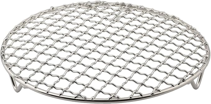 Round Cooling Baking Rack, 201 Stainless-Steel Wire Oven Grill Sheet with 3-Leg Stable Design, 1.2cm Mesh for Even Heating, Multi-Size Options 13cm to 40.5cm, for Baking, Roasting(20cm)
