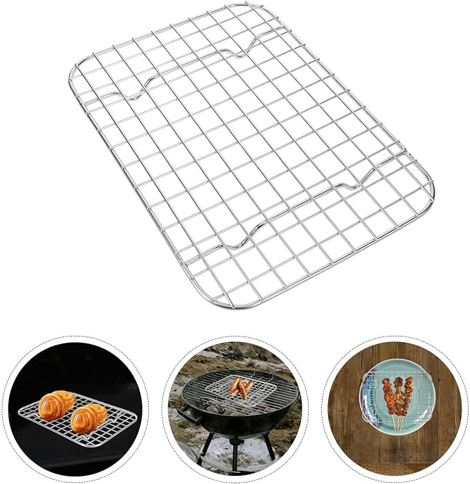 Toyvian Stainless Steel Cooling Rack for Baking and Bbq with Thick Grid Construction, Efficient Cooling and Heavy Weight Support, for Toaster Oven and Dishwasher Safe