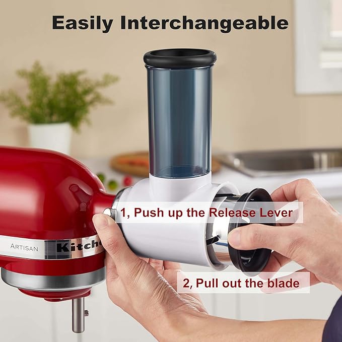 Slicer Shredder Attachment for KitchenAid Stand Mixer, Cheese Grater Attachment for KitchenAid Stand Mixer, Food Processor with 3 Blades by HOZODO